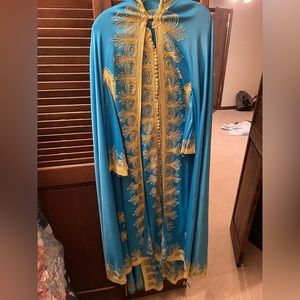 Vintage 1960's gold embroidered kaftan with hood